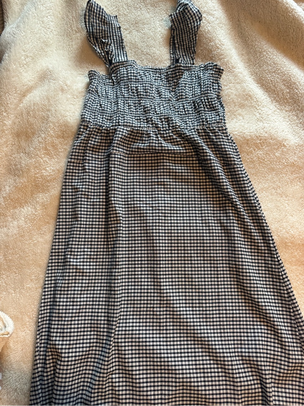Black & White Gingham Smocked Sundress